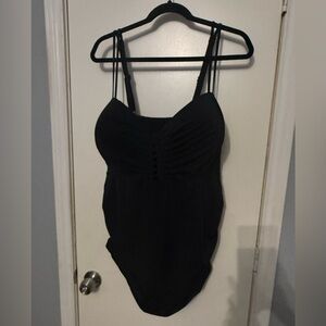 Black Strappy Tankini Swim Top